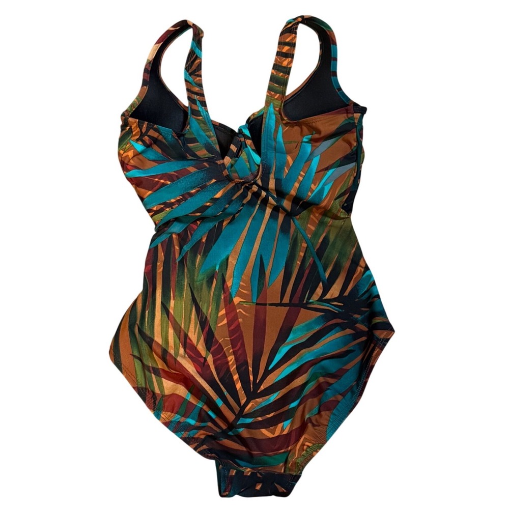 Miraclesuit Its A Wrap Tropical Palm Print One Piece Swimsuit Multi Size 8 NEW - Picture 6 of 6